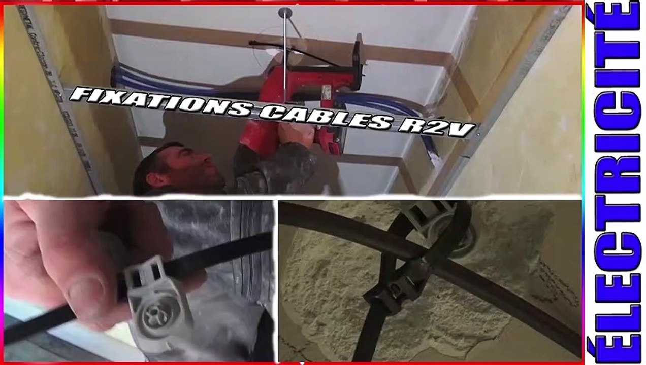 tuto électricité comment fixer un cable R2V au plafond avec pistolet cloueur Hilti BX 3 Review bricolage btp