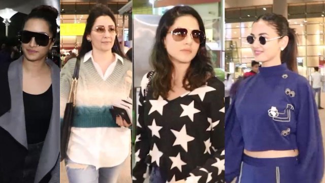 Spotted Shraddha kapoor, Sonal Chauhan, Sunny Leone, Maanayata Dutt at the Airport