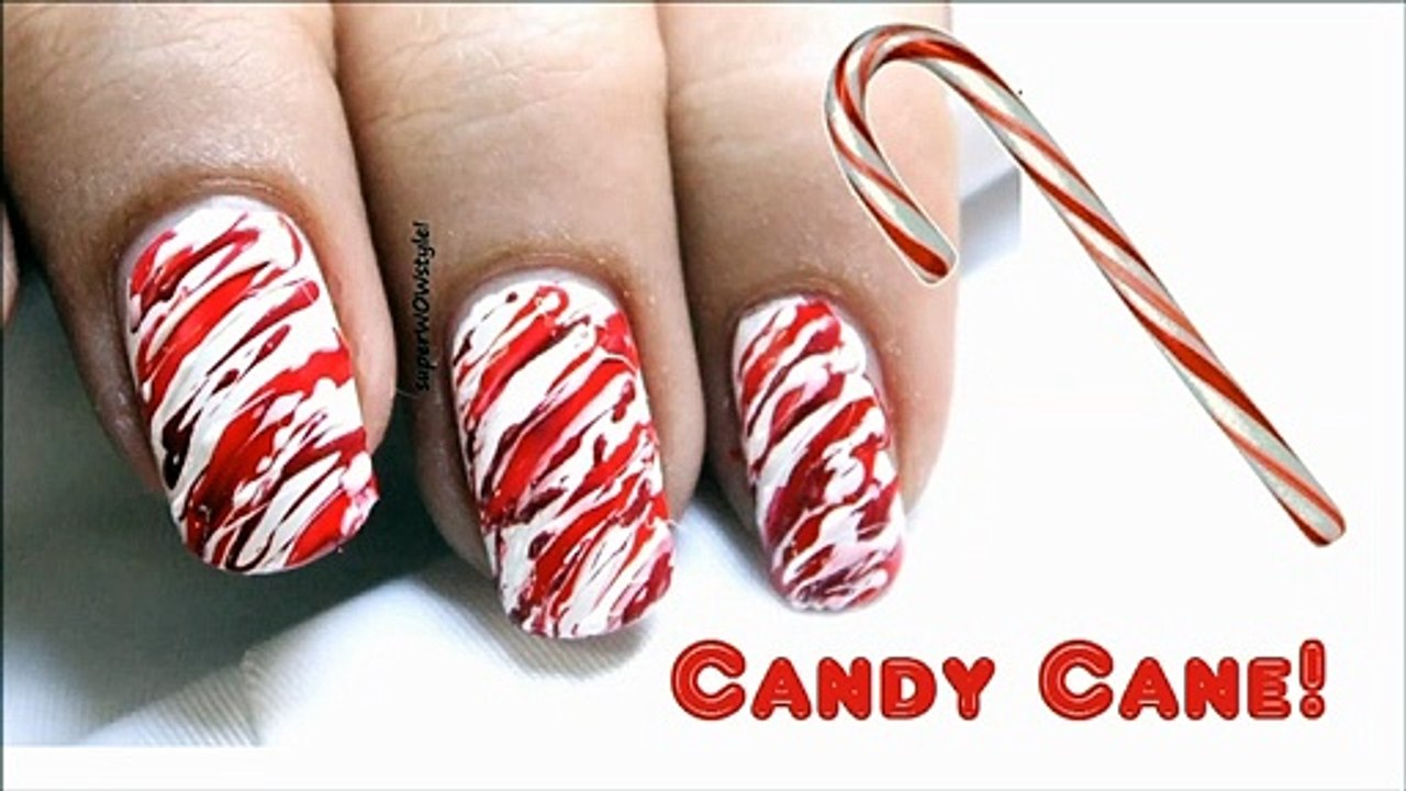 Candy Cane Nails - No Tools Nail Art For Beginners _ SuperWowStyle
