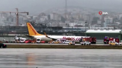 Sabiha Gökçen’de Pistten Çıkan Uçağı Kurtarma Çalışmaları Sürüyor