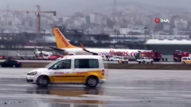 Sabiha Gökçen’de pistten çıkan uçağı kurtarma çalışmaları sürüyor