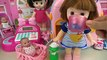 Pink Mart register and Baby doll refrigerator toys play
