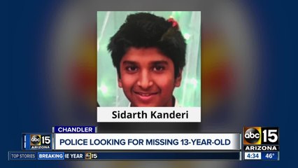 Chandler police searching for missing 13-year-old Sidarth Kanderi
