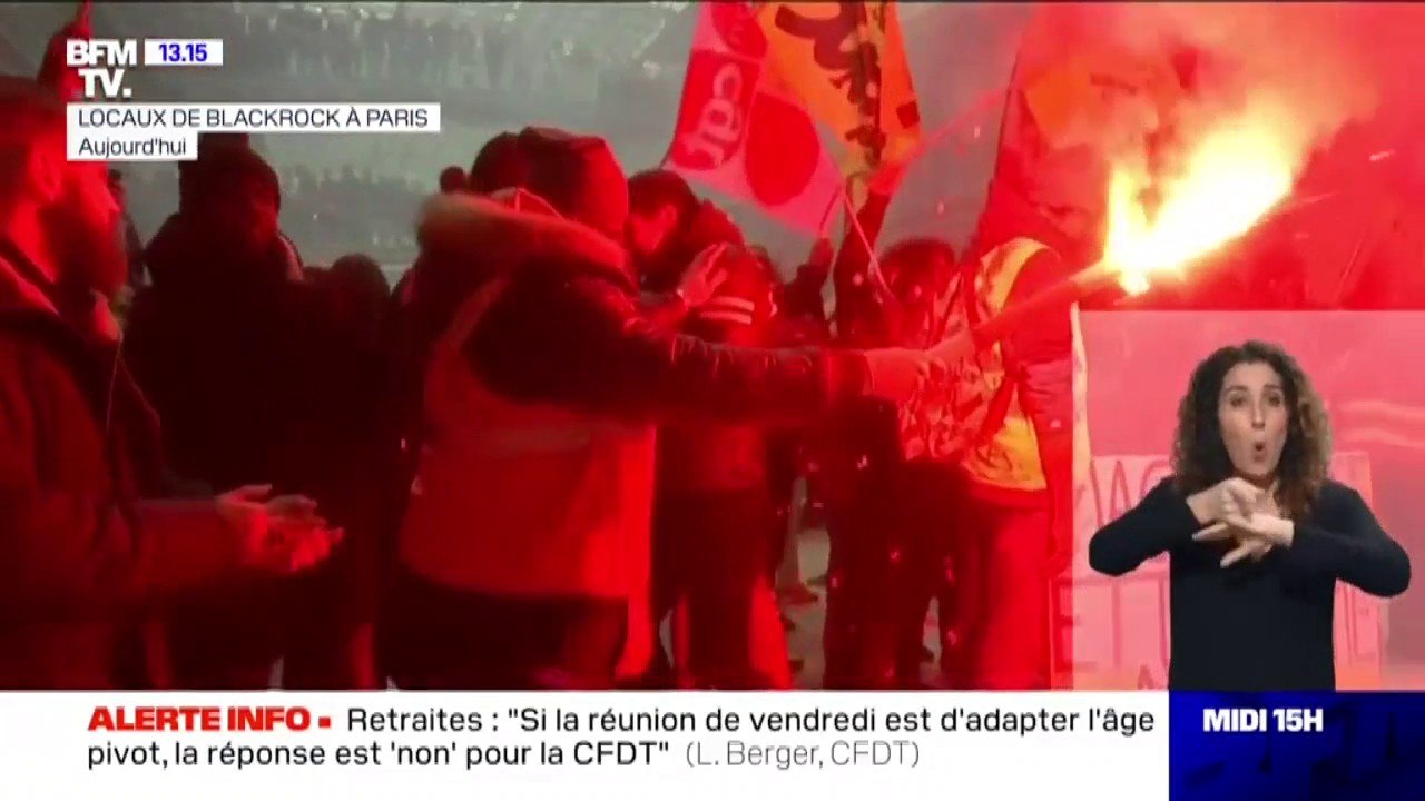 Retraites: des cheminots allument des fumigènes dans les locaux de BlackRock France