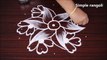 Beautiful and simple flower rangoli with 7x4 dots   kolam for beginners   muggulu designs