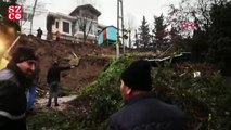 Beykoz'da toprak kaydı, ağaç devrildi