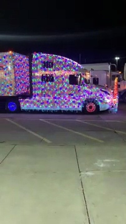 Semi Decked Out with Christmas Lights
