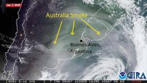 NOAA Goes-16 Shows Australian Wildfire Smoke Over Argentina