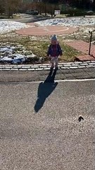 Toddler Discovers Her Own Shadow and Tries to Run Away