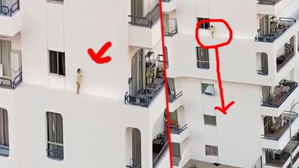 மூன்றாவது மாடியில் இருந்து சாதாரணமாக நடந்து செல்லும் சிறுமி... ஷாக் வீடியோ