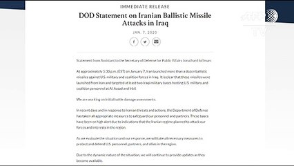 Pentágono: mais de 12 mísseis foram disparados pelo Irã