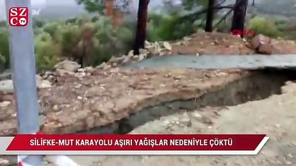 Silifke-Mut karayolu aşırı yağışlar nedeniyle çöktü