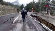 Silifke-mut karayolunda aşırı yağışlar nedeniyle yol çöktü-2