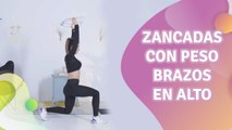 Zancadas con peso brazos en alto - Mejor con salud