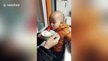 Ingenious mother uses strawberry to trick son into taking medicine