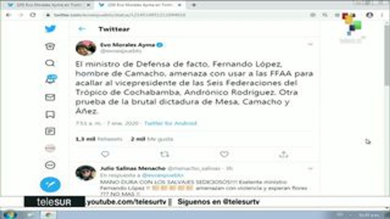 Evo Morales denuncia falta de garantías en Bolivia