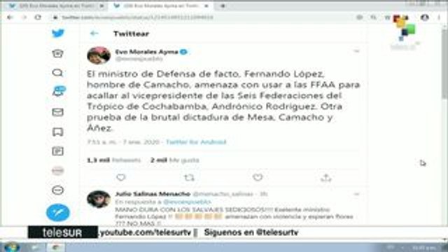 Evo Morales denuncia falta de garantías en Bolivia