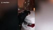 Chinese man dunks his head into deep snow creating hilarious face prints