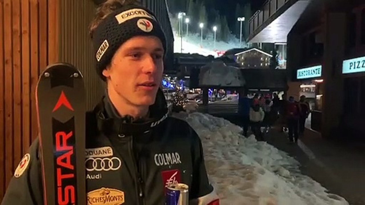 ski alpin : la réaction de Clément No¨ël après sa 3e place lors du slalom de Madonna di Compiglio
