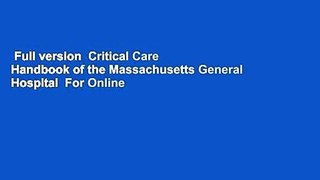 Full version  Critical Care Handbook of the Massachusetts General Hospital  For Online