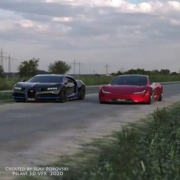 Bugatti Chiron VS Tesla Roadster 2