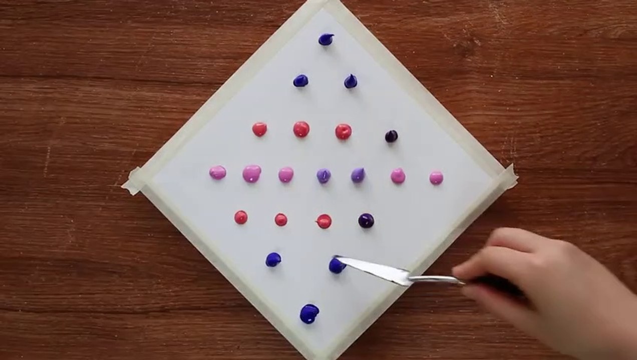 Simple Diamond Landscape Acrylic Painting on Mini Canvas Step by Step #1｜Satisfying Demo