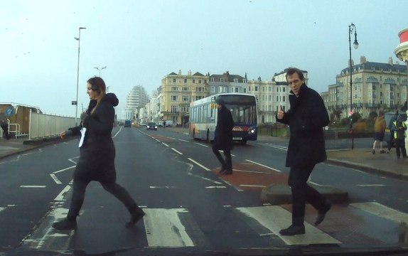 Hugh Laurie filming in Hastings/St Leonards (caught on car's dashcam)