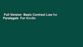 Full Version  Basic Contract Law for Paralegals  For Kindle