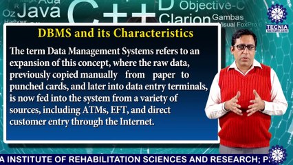 MBA || Dr. Sudhir Dawra || DBMS and its Characteristics || TIAS || TECNIA TV