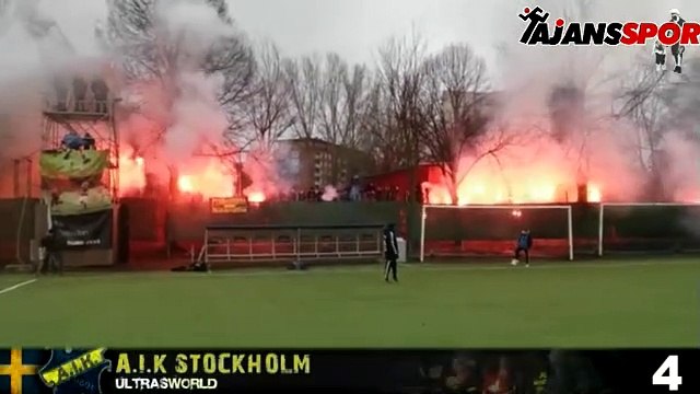 AIK Solna taraftarından meşale şov!