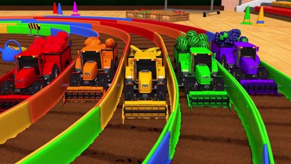 Fruits Harvest Race With Tractor | Learn Fruits Names | Nursery Rhymes & Kids Songs - ToyMonster