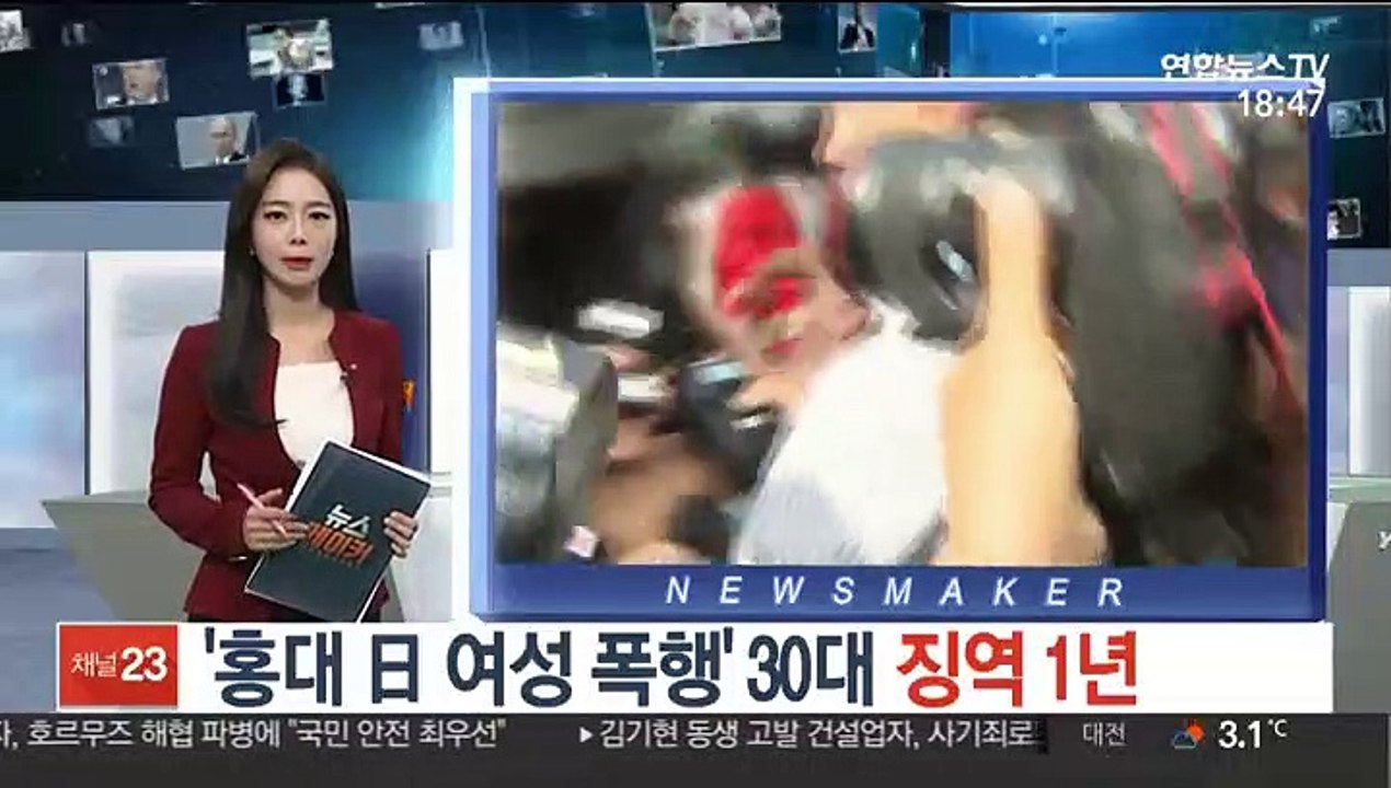 '홍대 日 여성 폭행' 30대 징역 1년
