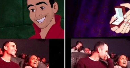 En pleine projection, il modifie le scénario et les personnages de « La Belle au bois dormant » pour faire sa demande en mariage