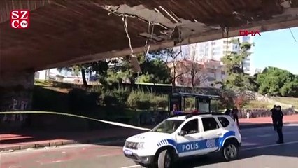 Beşiktaş’ta üst geçide vinç çarptı