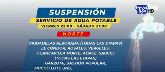 Guayaquil no tendrá agua potable este fin de semana