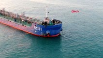 Kilyos'ta balıkçı teknesine çarpan tanker havadan görüntülendi