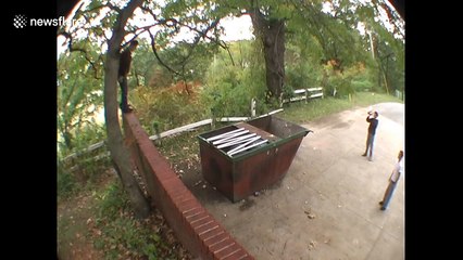 Genius man knocked out after jumping into dumpster lined with florescent lights