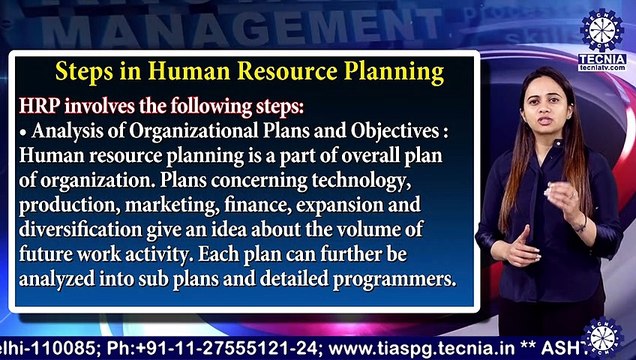 MBA || Ms. Jyotsna || STEPS IN HUMAN RESOURCE PLANNING || TIAS || TECNIA TV