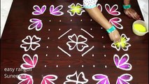 Beautiful color flower pot rangoli designs  easy n simple Pongal  Sankranthi muggulu    new kolam