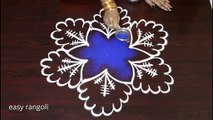 Beautiful color Kolam designs with 5-3 middle dots - easy ad creative rangoli patterns - muggulu