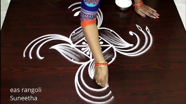 Beautiful Ducks kolam with 5 dots Simple n easy designs Latest Birds rangoli muggulu