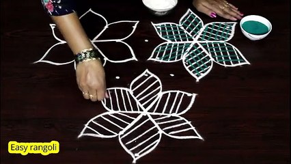 Beautiful flower rangoli designs    kolam designs with colors    muggulu designs with dots