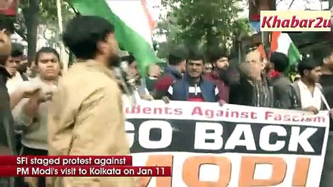 SFI students protest PM Modi's visit to Kolkata || Khabar2u