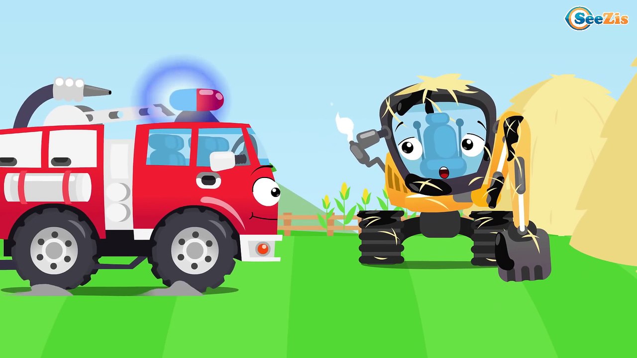 Coches infantiles - Carritos para niños - Excavadora y bolas multicolores - Dibujos animados