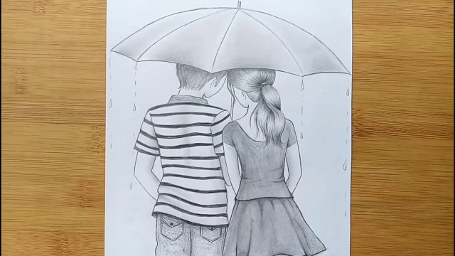 How To Draw Couple With Umbrella Step By Step Video Dailymotion