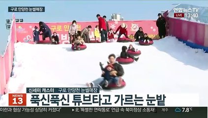 아이들과 눈밭을 '씽씽'…안양천 눈썰매장