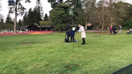 Media gather at Sandringham before Harry and Meghan talks