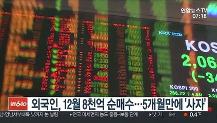 외국인, 12월 8천억 순매수…5개월만에 '사자'