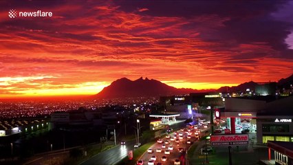 Drone footage captures stunning picturesque sunrise in Mexico's Monterrey