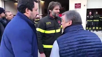 Salvini con i Vigili del Fuoco a Borgo Val di Taro (Parma) (13.01.20)